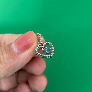 Pandora December Sky Blue Beaded Heart Dangle Charm